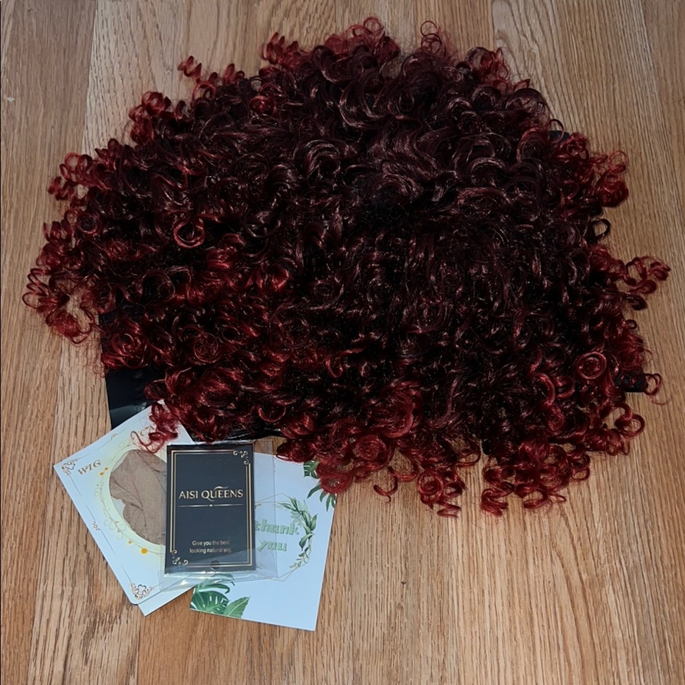 Red Curly Hair Ombré Wig